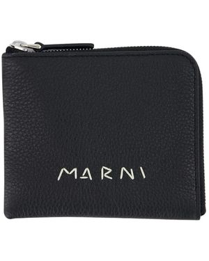 Marni Accessoires ,Zwart ,Leer Luxe Zwarte Leren Ritsportemonnee