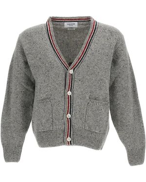 Thom Browne Donegal Intarsia Hector Patchwork Cardigan - Grijs