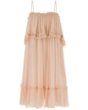 Chloé Ruffled Mini Dress - Naturel