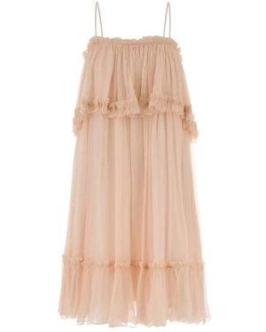 Chloé Ruffled Mini Dress - Naturel
