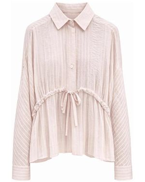 Thelatest Overhemden ,Roze ,Shirt Met Strepen En Trekkoord