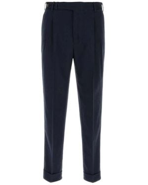 PT Torino Broeken ,Blauw ,Pantaloni A Spina Di Pesce Plissettati