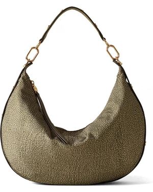 Borbonese Tassen ,Groen ,Leer Medium Frame Dotted Hobo Schoudertas