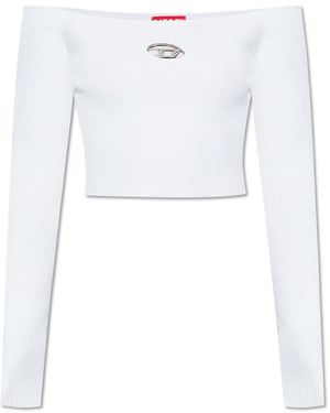 DIESEL Truien & Vesten ,Wit ,Polyester M-Vera-Ls Logo Sweater