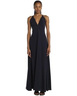 Aspesi Blaues Langes Kleid Mit Spaghettiträgern - Schwarz