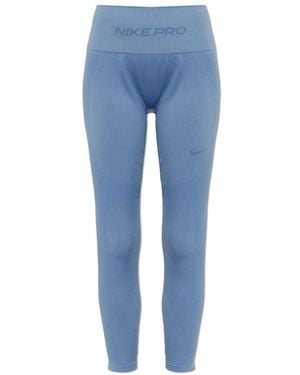 Nike Fitness ,Blauw ,Polyester Pro Seamless High-Waisted 7/8 Leggings