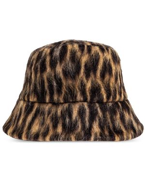 Lanvin Accessoires ,Bruin ,Nylon Luipaardprint Omkeerbare Bucket Hat
