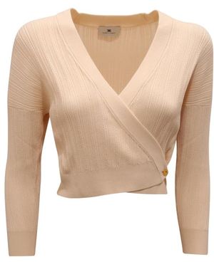 Elisabetta Franchi Trui Met Ronde Hals - Naturel