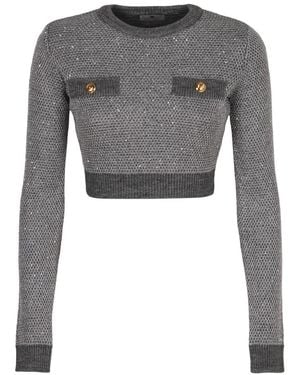 Elisabetta Franchi Round-Neck Knitwear - Grey