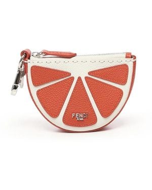 Fendi Roter Leder Schlüsselanhänger Mit Logo