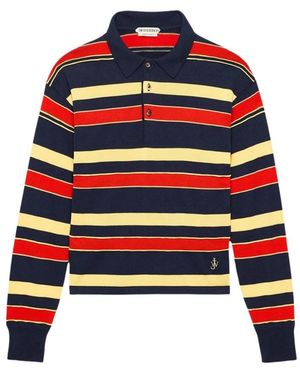 JW Anderson Embroidered Striped Cotton And Wool-Blend Polo Shirt - Multicolour