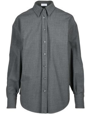 Brunello Cucinelli Elegantes Hemd Aus Feinem Stoffmix - Grau