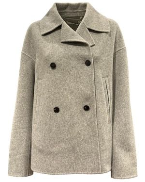Lis Lareida Oversized wollmantel mit reverskragen - Natur
