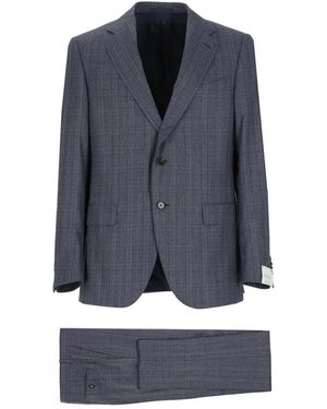 Caruso Single Breasted Suits - Blue