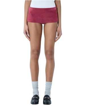 Gucci Korte Broeken ,Rood ,Leer Suede Mini Shorts - Paars