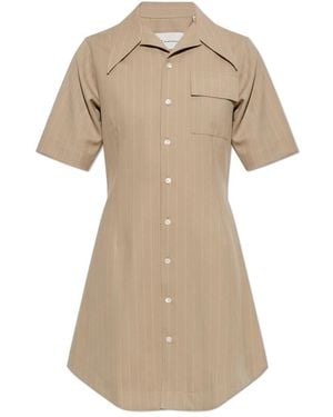 chinese dress ladies Elegant A-line maxi button front wool dress with a belt