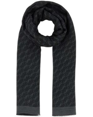 Saint Laurent Accessoires ,Zwart ,Kasjmier Echarpe Monogram Jacquard