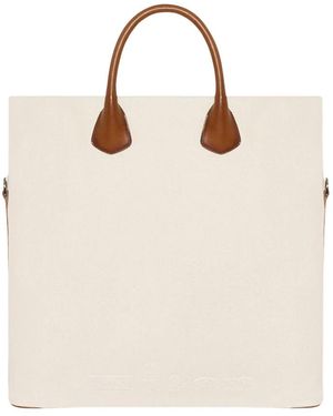 Kiton Leder- Und Baumwoll-Tasche - Natur