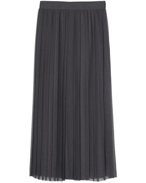 Eleventy Rokken ,Grijs ,Chiffon High-Waisted Geplooide Chiffon Rok