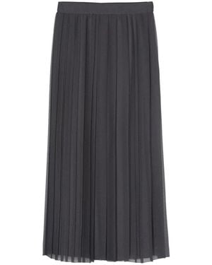 Eleventy Rokken ,Grijs ,Chiffon High-Waisted Geplooide Chiffon Rok