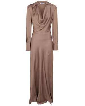 Jonathan Simkhai Kleedjes ,Bruin ,Polyester Adelle Draped Satin Gown