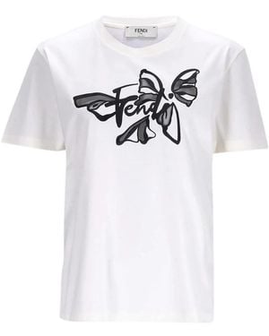 Fendi T-Shirt Met Ronde Hals - Wit