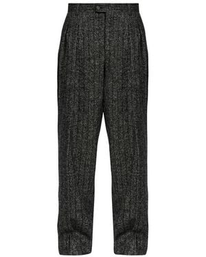 Dolce & Gabbana Broeken ,Grijs ,Wol Wollen Pantalon Met Streepdessin - Zwart