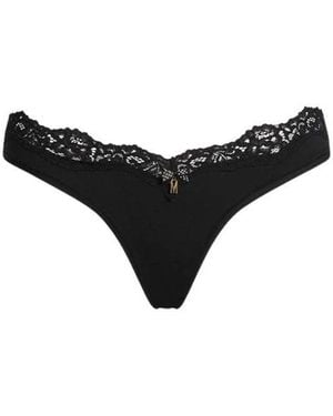 Moschino Microfaser- Und Spitzen-String - Schwarz