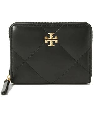 Tory Burch Accessoires ,Zwart ,Leer Kira Diamond Quilt Small Zip Around Wallet