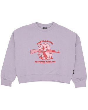 Propaganda Hoodies & Sweatvesten ,Paars ,Katoen Puppy Croptop Crewneck Sweatshirt