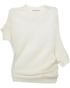 Junya Watanabe Tops ,Wit ,Polyester Mesh T-Shirt