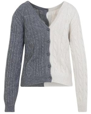 Moschino Truien & Vesten ,Veelkleurig ,Wol Colorblock Kabelgebreid Vest - Blauw