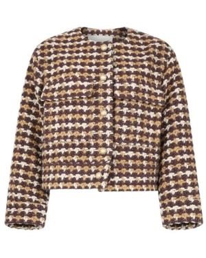 Silvian Heach Jassen ,Bruin ,Tweed Gpa 26181Gc Tweed Jas