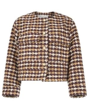 Silvian Heach Jassen ,Bruin ,Tweed Gpa 26181Gc Tweed Jas