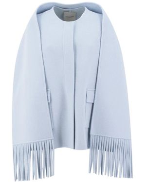 Ermanno Scervino Wollcape Mit Applikationsschal - Blau