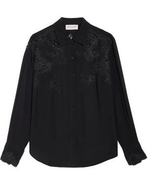 Ermanno Scervino Blouse Met Kant En Kristallen - Zwart