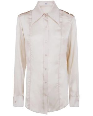 Balmain Seidenhemd Mit Langen Ärmeln - Weiß
