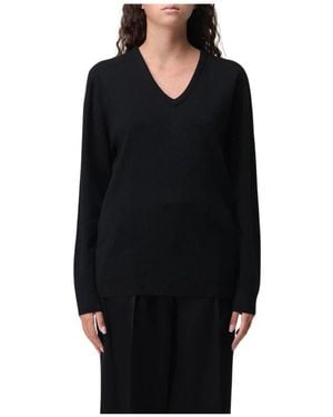 Max Mara Schwarzer Cashmere V-Ausschnitt Pullover
