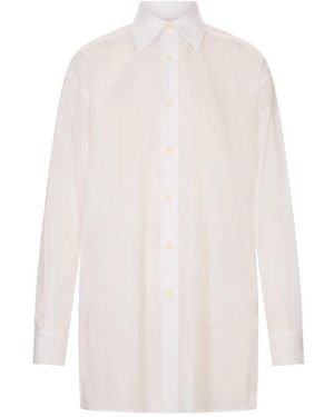 Jil Sander Besticktes Baumwoll-Musselin-Hemd - Weiß