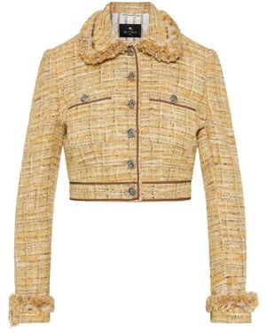 Etro Cropped Tweed Jas - Naturel