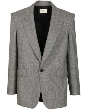Saint Laurent Jasje Van Prince Of Wales Wollen Flanel - Grijs