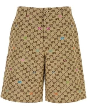 Gucci Gg Supreme Canvas Bermuda Shorts - Natur