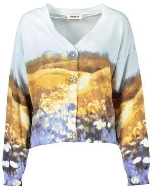 Desigual Truien & Vesten ,Veelkleurig ,Katoen Gebreid Vest - Wit