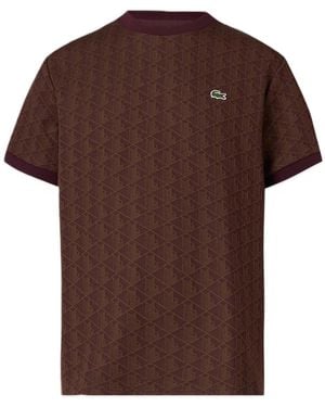Lacoste Tops ,Bruin ,Katoen Monogram T-Shirt