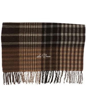 Les Deux Accessoires ,Bruin ,Wol Checked Scarf - Zwart