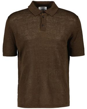 Roberto Collina Lichtgewicht Linnen Poloshirt - Bruin