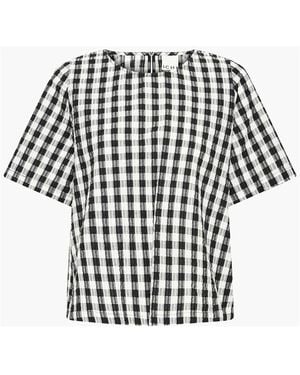 Ichi Vichy Bluse - Schwarz
