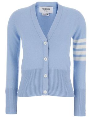 Thom Browne Klassiek Kasjmier 4-Bar V-Hals Vest - Blauw