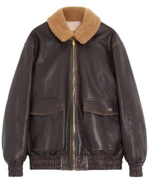 Valentino Leather Jackets - Marrón