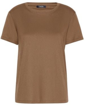 Max Mara Tops ,Bruin ,Katoen T-Shirt Van Katoen En Modal